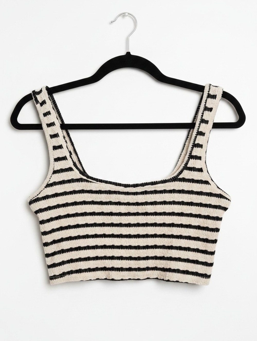 NWT! 21 Saints Striped Knit Cropped Tank Top - Black & White - Picture 2 of 4